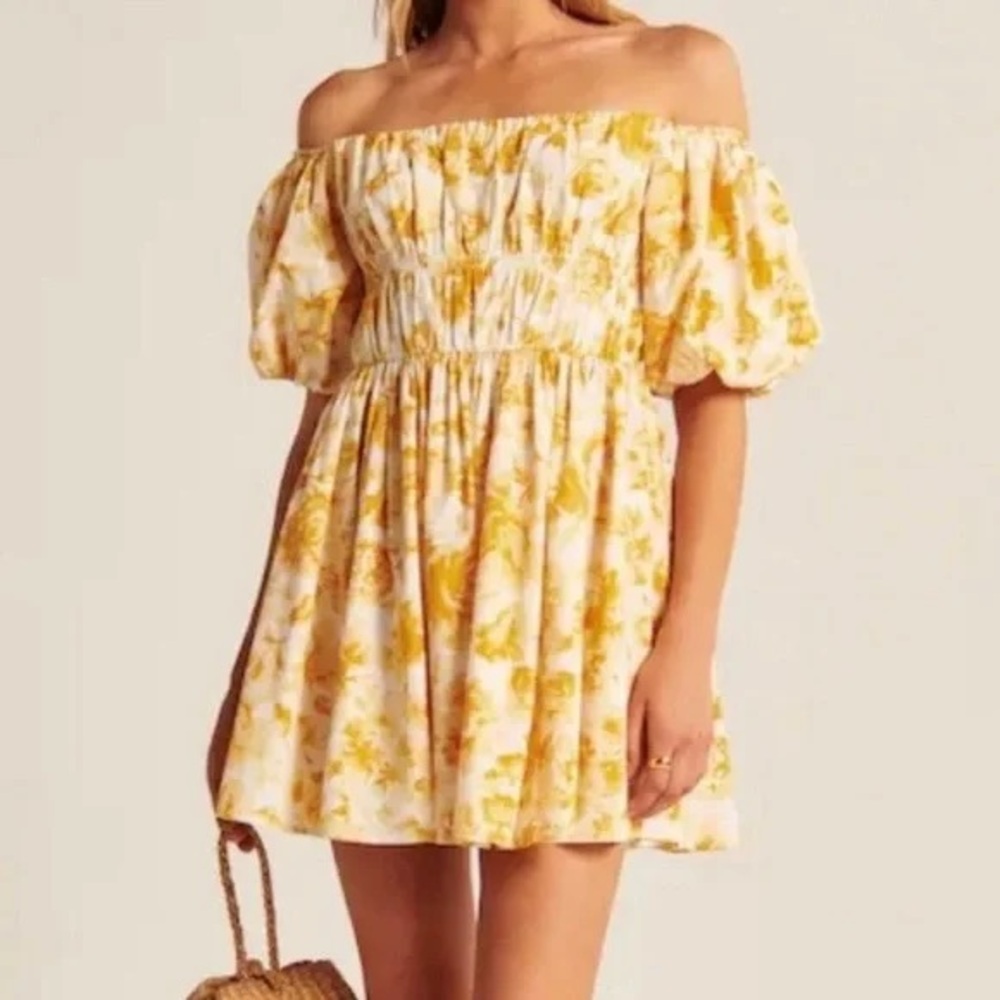 Abercrombie & Fitch Floral Off-Shoulder Mini Dress